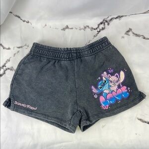 Disney Zara Collab Athletic Shorts Stitch & Angel Mineral Wash Terrycloth Jersey